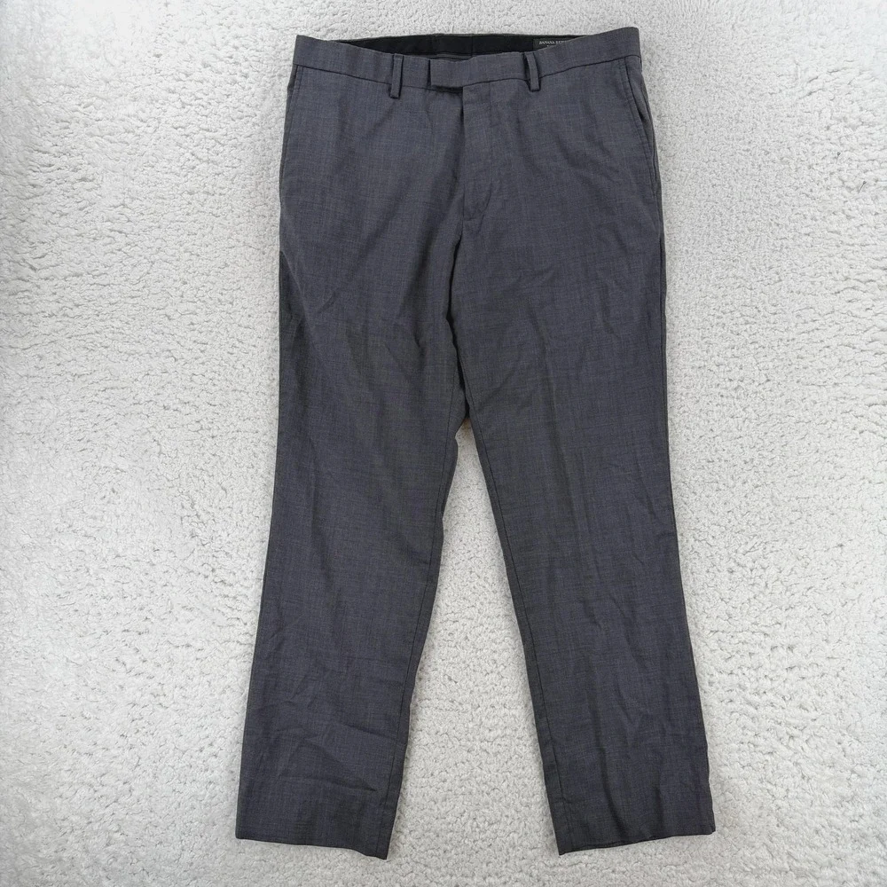 Banana Republic Dress Pants Mens 33x30 Gray Regular Fit Wool Stretch Office Wear
